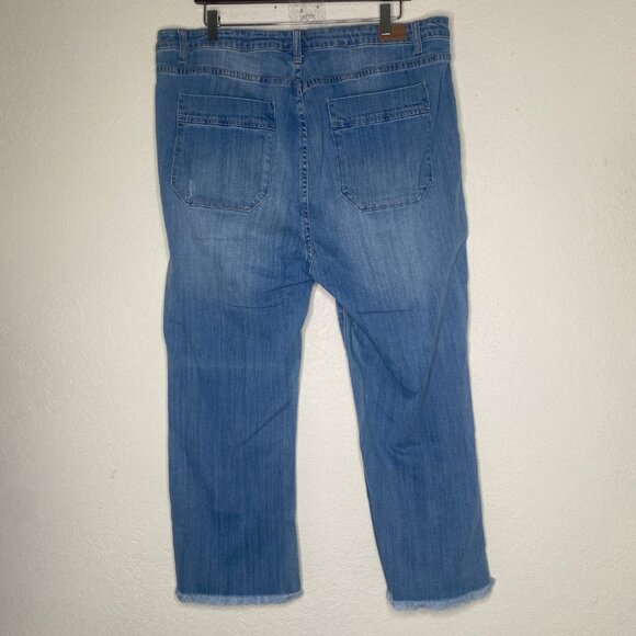 Judy Blue Cropped Flare Jeans Womens 3XL Light Wash Denim Raw Hem - Picture 13 of 14